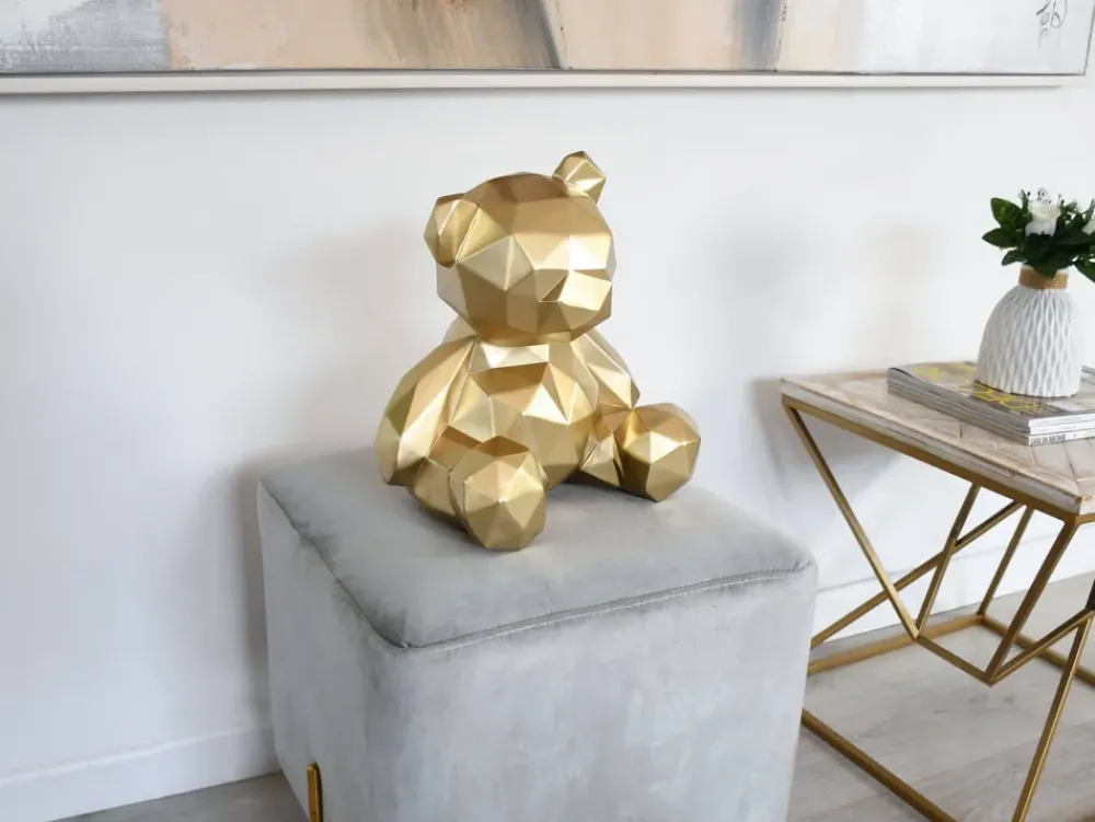 Table Top|Low Poly^Statues & Sculptures Polygon Bear 30cm Gold Resin Indoor Sculpture
