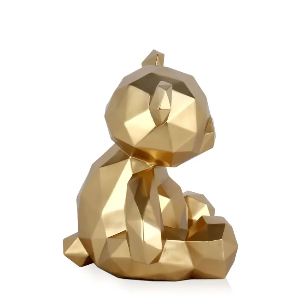 Table Top|Low Poly^Statues & Sculptures Polygon Bear 30cm Gold Resin Indoor Sculpture