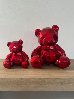 Table Top|Low Poly^Statues & Sculptures Polygon Bear 30cm Red Resin Indoor Sculpture