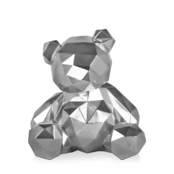 Table Top|Low Poly^Statues & Sculptures Polygon Bear 30cm Silver Resin Indoor Sculpture