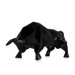 Table Top|Low Poly^Statues & Sculptures Polygon Bull 25cm Black Resin Indoor Sculpture