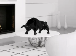 Table Top|Low Poly^Statues & Sculptures Polygon Bull 25cm Black Resin Indoor Sculpture