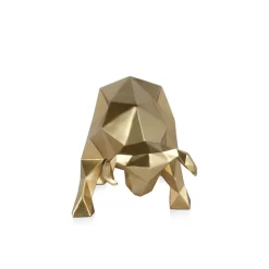 Table Top|Low Poly^Statues & Sculptures Polygon Bull 25cm Gold Resin Indoor Sculpture