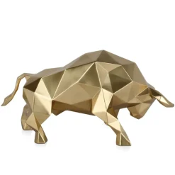 Table Top|Low Poly^Statues & Sculptures Polygon Bull 25cm Gold Resin Indoor Sculpture