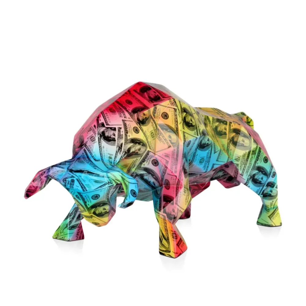 Table Top|Low Poly^Statues & Sculptures Polygon Bull 25cm Multicoloured Resin Indoor Sculpture