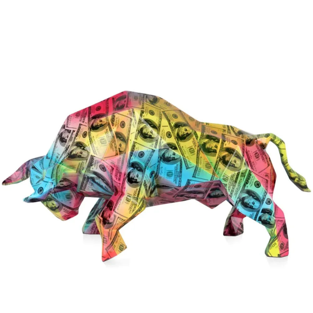 Table Top|Low Poly^Statues & Sculptures Polygon Bull 25cm Multicoloured Resin Indoor Sculpture