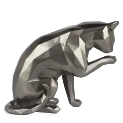 Table Top|Low Poly^Statues & Sculptures Polygon Cat 24cm Anthracite Resin Indoor Sculpture