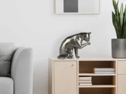 Table Top|Low Poly^Statues & Sculptures Polygon Cat 24cm Anthracite Resin Indoor Sculpture