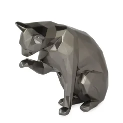 Table Top|Low Poly^Statues & Sculptures Polygon Cat 24cm Anthracite Resin Indoor Sculpture