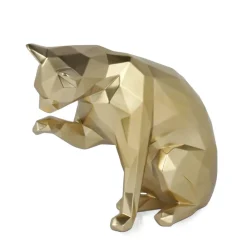 Table Top|Low Poly^Statues & Sculptures Polygon Cat 24cm Gold Resin Indoor Sculpture