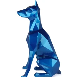 Floor Standing|Low Poly^Statues & Sculptures Polygon Doberman 82cm Blue Resin Indoor Sculpture