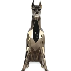 Floor Standing|Low Poly^Statues & Sculptures Polygon Doberman 82cm Gold Resin Indoor Sculpture