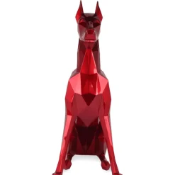 Floor Standing|Low Poly^Statues & Sculptures Polygon Doberman 82cm Red Resin Indoor Sculpture