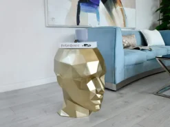 Low Poly|Contemporary^Statues & Sculptures Polygon Female Head 55cm Gold Side Table Sculpture