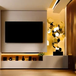 Floor Standing|Low Poly^Statues & Sculptures Polygon Fusion 104cm Gold Metal Indoor Sculpture