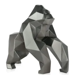 Table Top|Low Poly^Statues & Sculptures Polygon Gorilla 44cm Anthracite Resin Indoor Sculpture