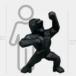 Floor Standing|Animals^Statues & Sculptures Polygon Gorilla 135cm Black Resin Indoor Sculpture