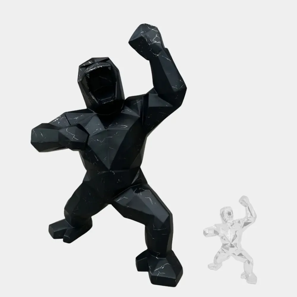 Floor Standing|Animals^Statues & Sculptures Polygon Gorilla 135cm Black Resin Indoor Sculpture
