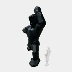 Floor Standing|Animals^Statues & Sculptures Polygon Gorilla 135cm Black Resin Indoor Sculpture