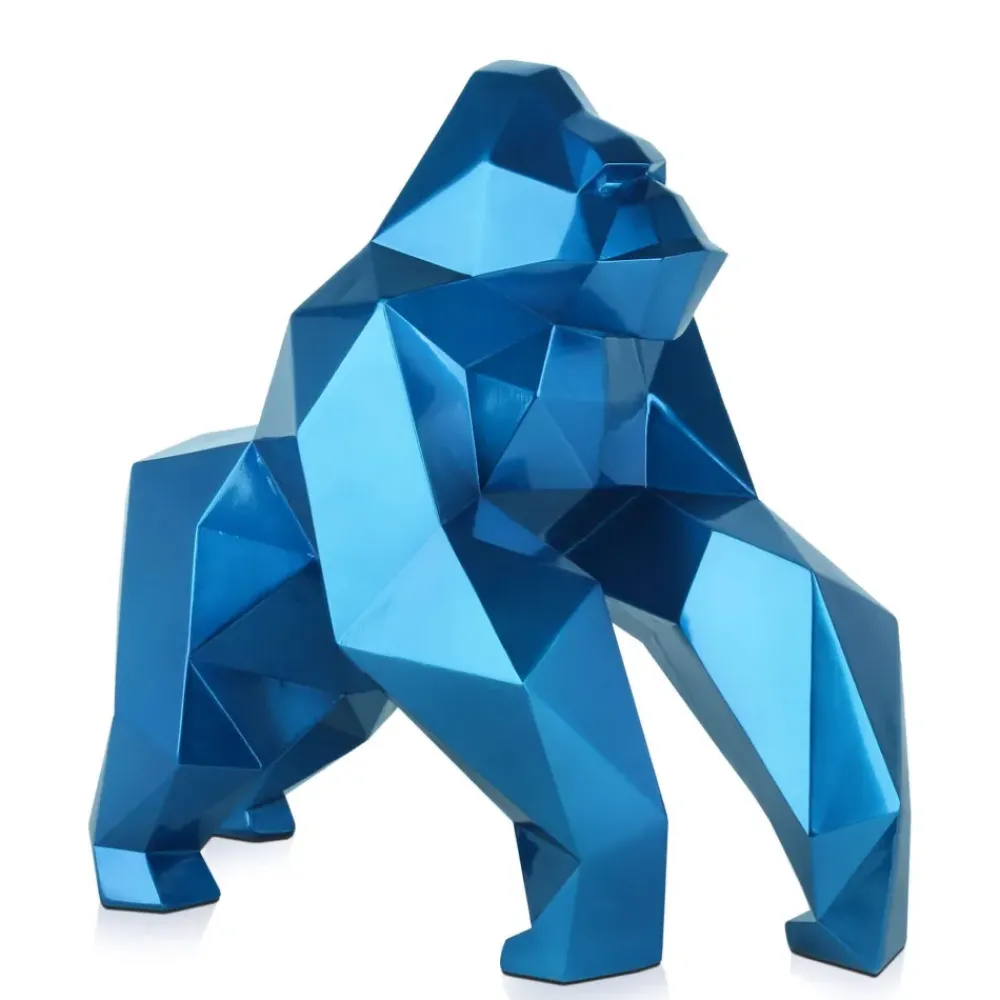 Table Top|Low Poly^Statues & Sculptures Polygon Gorilla 44cm Blue Resin Indoor Sculpture