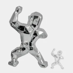 Floor Standing|Animals^Statues & Sculptures Polygon Gorilla 135cm Chrome Resin Indoor Sculpture