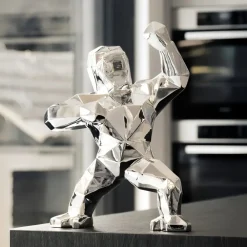 Table Top|Floor Standing^Statues & Sculptures Polygon Gorilla 50cm Chrome Resin Indoor Sculpture