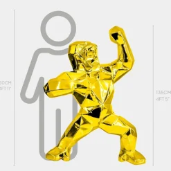 Floor Standing|Animals^Statues & Sculptures Polygon Gorilla 135cm Gold Resin Indoor Sculpture
