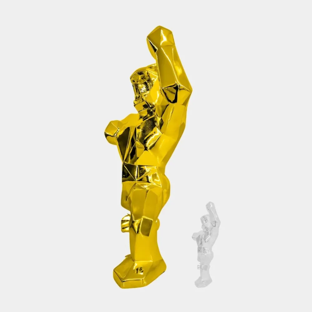 Floor Standing|Animals^Statues & Sculptures Polygon Gorilla 135cm Gold Resin Indoor Sculpture