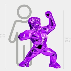 Floor Standing|Animals^Statues & Sculptures Polygon Gorilla 135cm Purple Resin Indoor Sculpture