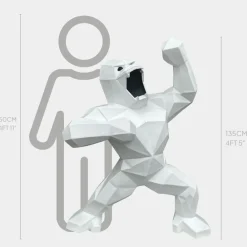 Floor Standing|Animals^Statues & Sculptures Polygon Gorilla 135cm White Resin Indoor Sculpture