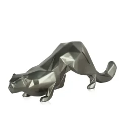 Table Top|Low Poly^Statues & Sculptures Polygon Leopard 15cm Anthracite Resin Indoor Sculpture