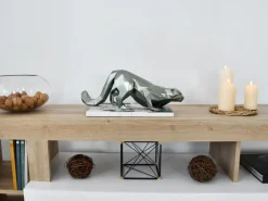 Table Top|Low Poly^Statues & Sculptures Polygon Leopard 15cm Anthracite Resin Indoor Sculpture