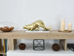 Table Top|Low Poly^Statues & Sculptures Polygon Leopard 15cm Gold Resin Indoor Sculpture
