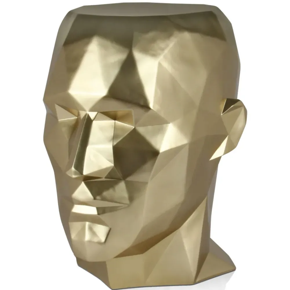 Low Poly|Contemporary^Statues & Sculptures Polygon Male Head 55cm Gold Side Table Sculpture