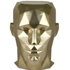 Low Poly|Contemporary^Statues & Sculptures Polygon Male Head 55cm Gold Side Table Sculpture