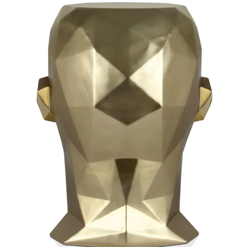 Low Poly|Contemporary^Statues & Sculptures Polygon Male Head 55cm Gold Side Table Sculpture