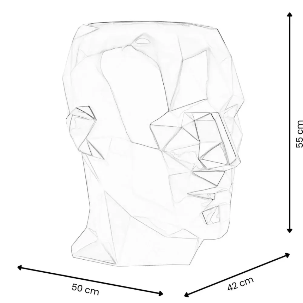 Low Poly|Contemporary^Statues & Sculptures Polygon Male Head 55cm Gold Side Table Sculpture
