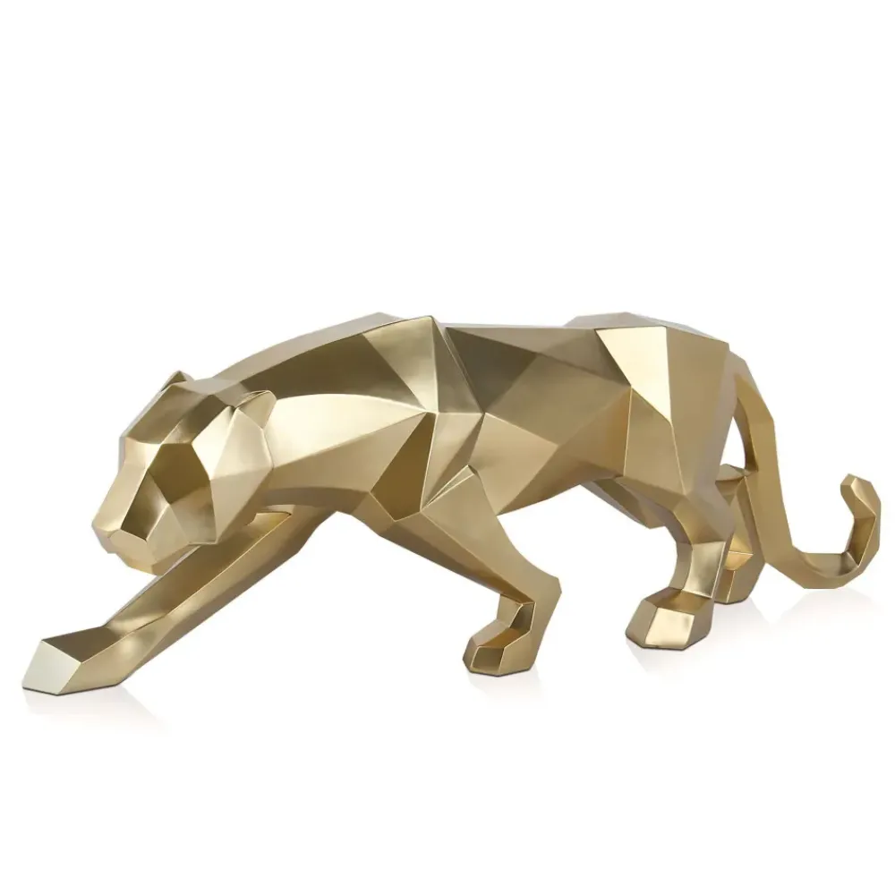 Table Top|Floor Standing^Statues & Sculptures Polygon Panther 31cm Gold Resin Indoor Sculpture