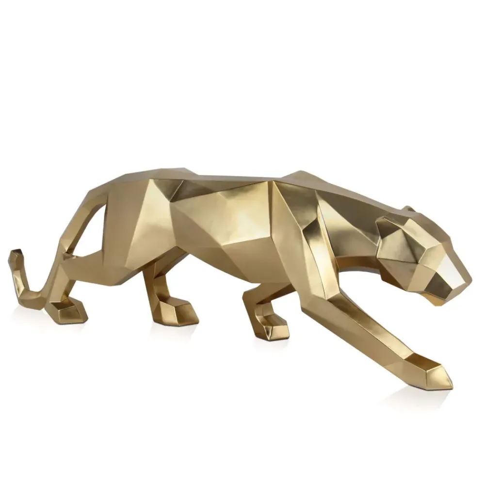 Table Top|Floor Standing^Statues & Sculptures Polygon Panther 31cm Gold Resin Indoor Sculpture