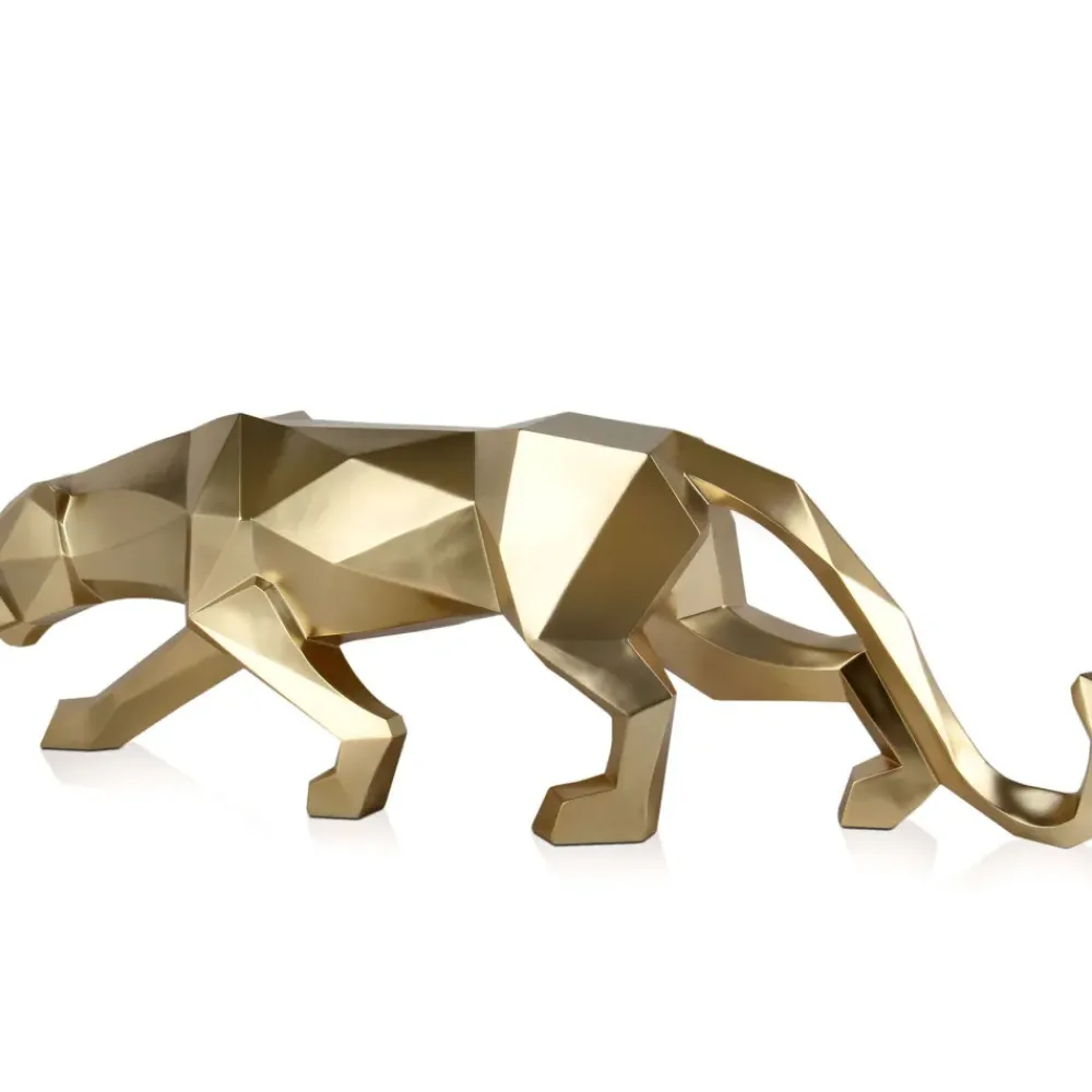 Table Top|Floor Standing^Statues & Sculptures Polygon Panther 31cm Gold Resin Indoor Sculpture