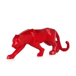 Table Top|Low Poly^Statues & Sculptures Polygon Panther 14cm Red Resin Indoor Sculpture