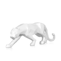 Table Top|Low Poly^Statues & Sculptures Polygon Panther 14cm White Resin Indoor Sculpture