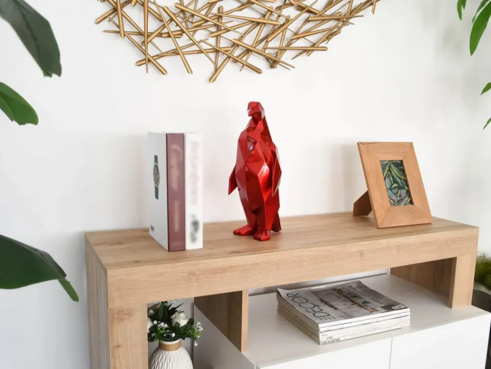 Table Top|Low Poly^Statues & Sculptures Polygon Penguin 35cm Red Resin Indoor Sculpture
