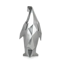 Table Top|Low Poly^Statues & Sculptures Polygon Penguin 50cm Silver Resin Indoor Sculpture