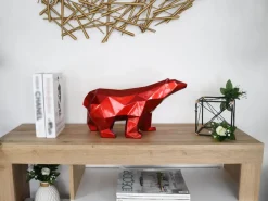 Table Top|Low Poly^Statues & Sculptures Polygon Polar Bear 25cm Red Resin Indoor Sculpture