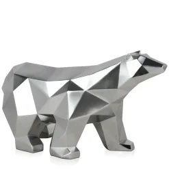 Table Top|Low Poly^Statues & Sculptures Polygon Polar Bear 25cm Silver Resin Indoor Sculpture
