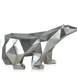Table Top|Low Poly^Statues & Sculptures Polygon Polar Bear 25cm Silver Resin Indoor Sculpture