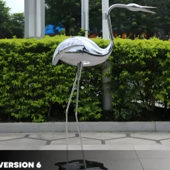 Wildlife|Cranes^Statues & Sculptures Pure Crane 130cm Silver Metal Garden Sculpture v2