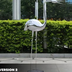 Wildlife|Cranes^Statues & Sculptures Pure Crane 130cm Silver Metal Garden Sculpture v1