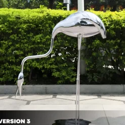 Wildlife|Cranes^Statues & Sculptures Pure Crane 98cm Silver Metal Garden Sculpture